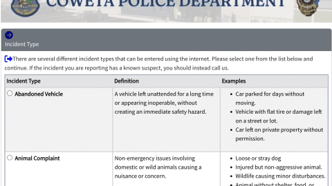 Coweta Police Department Online Reporting System