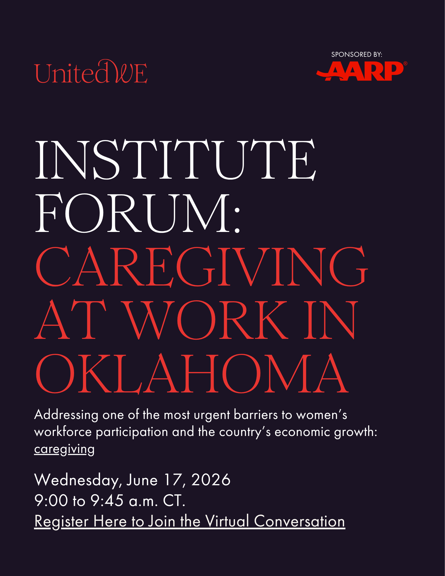 Institute Forum Caregiving at Work Oklahoma forum flyer